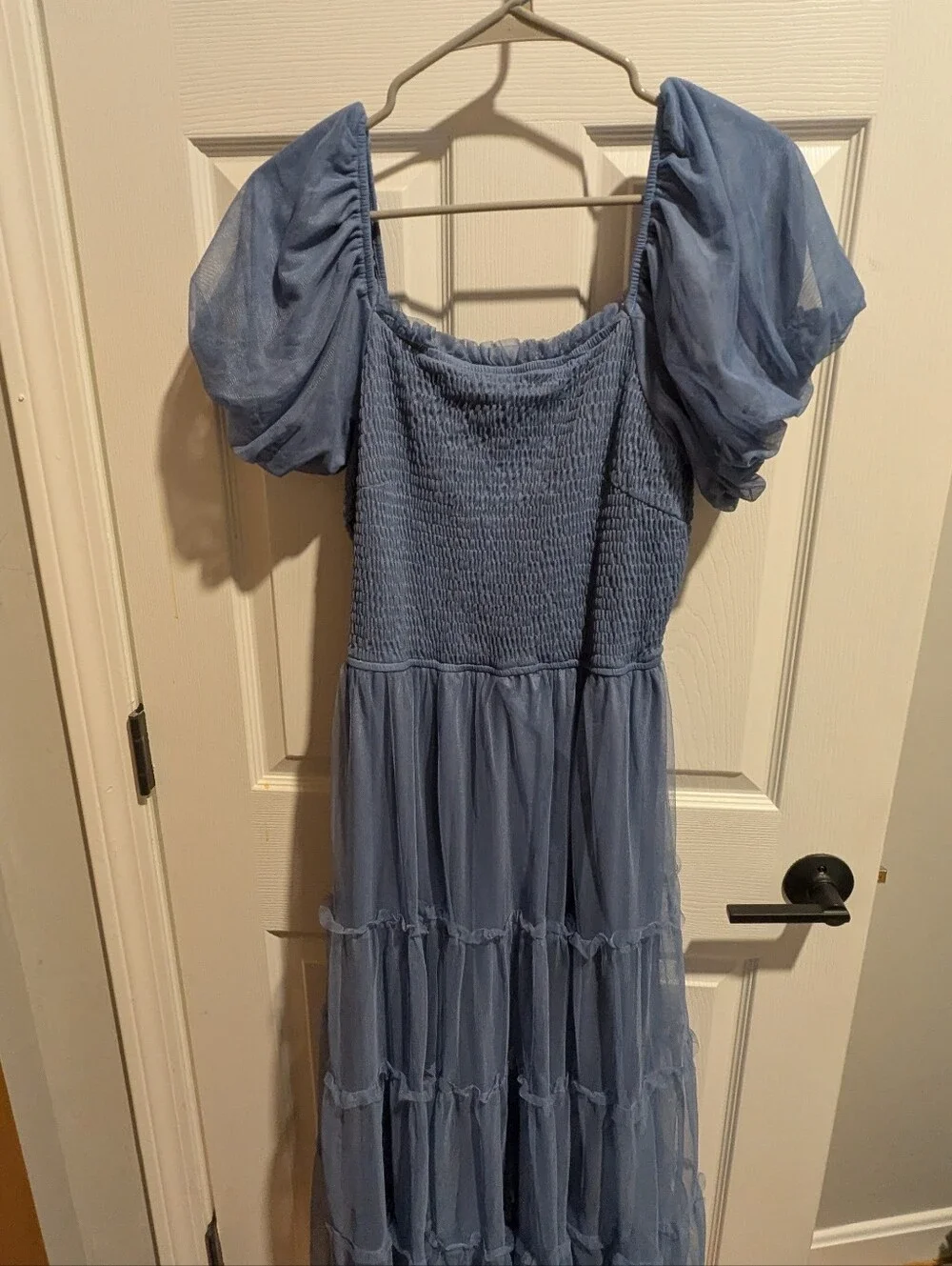 Smocked Square Neck Maxi Dress in Dusty Blue - Picture 2 of 2
